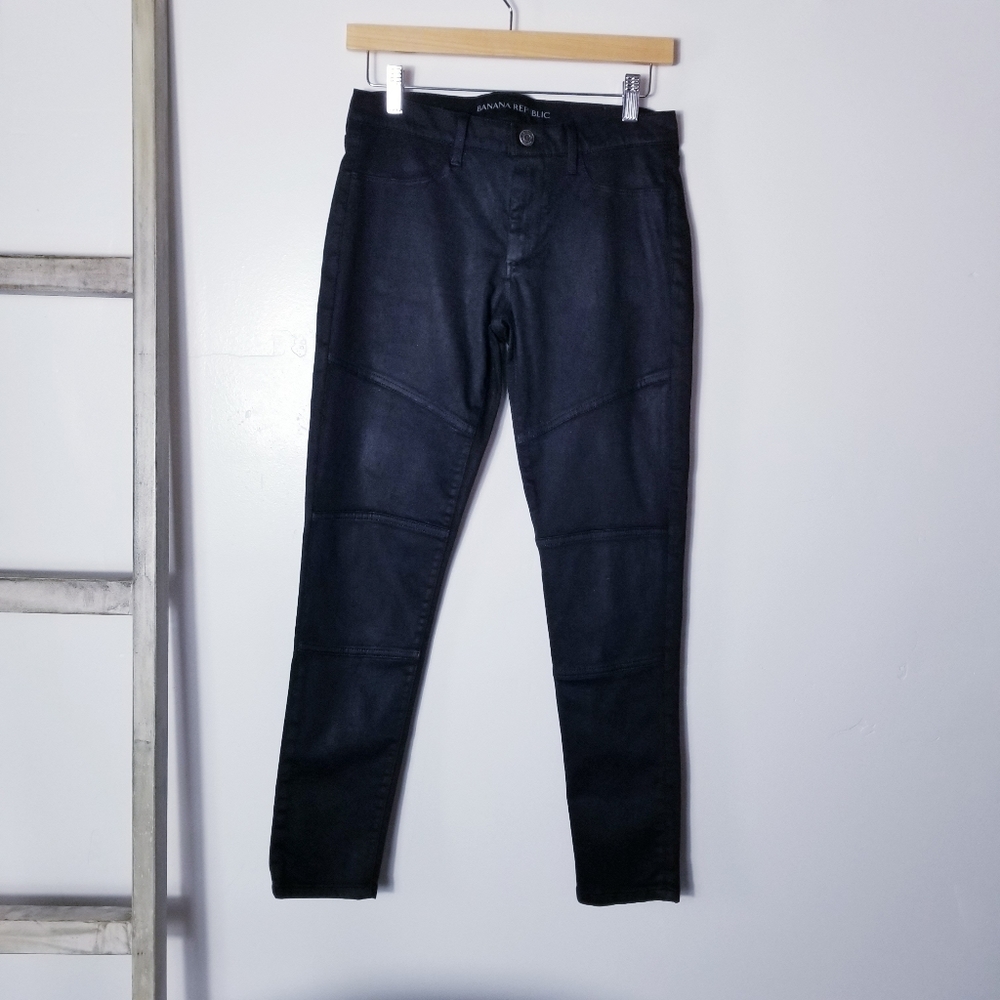 BANANA REPUBLIC SHINY BLACK SKINNY JEANS SIZE 27